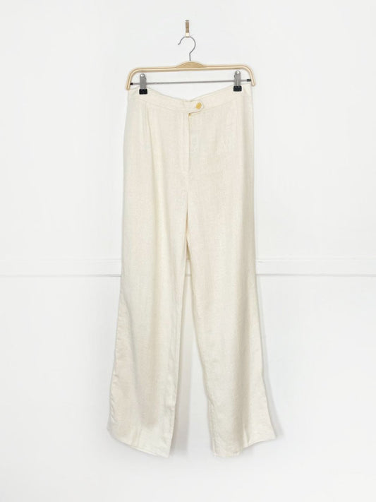 vintage 70s wahls raw linen - blend wide leg trouser | sweden - good market thrift store