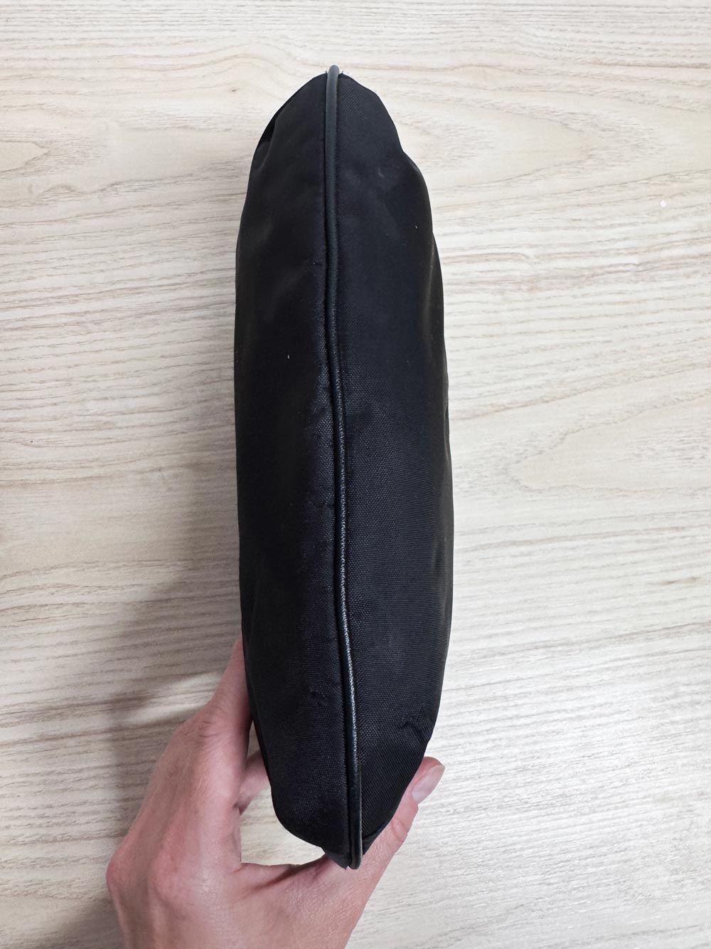 y2k la canadienne leather trim nylon mini shoulder bag