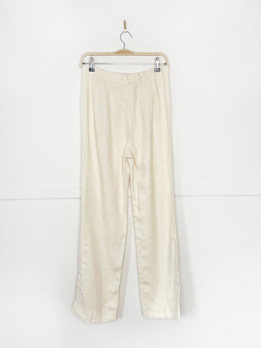 vintage 70s wahls raw linen - blend wide leg trouser | sweden - good market thrift store