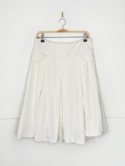 y2k cherokee linen - blend pleated knee - length skirt - good market thrift store