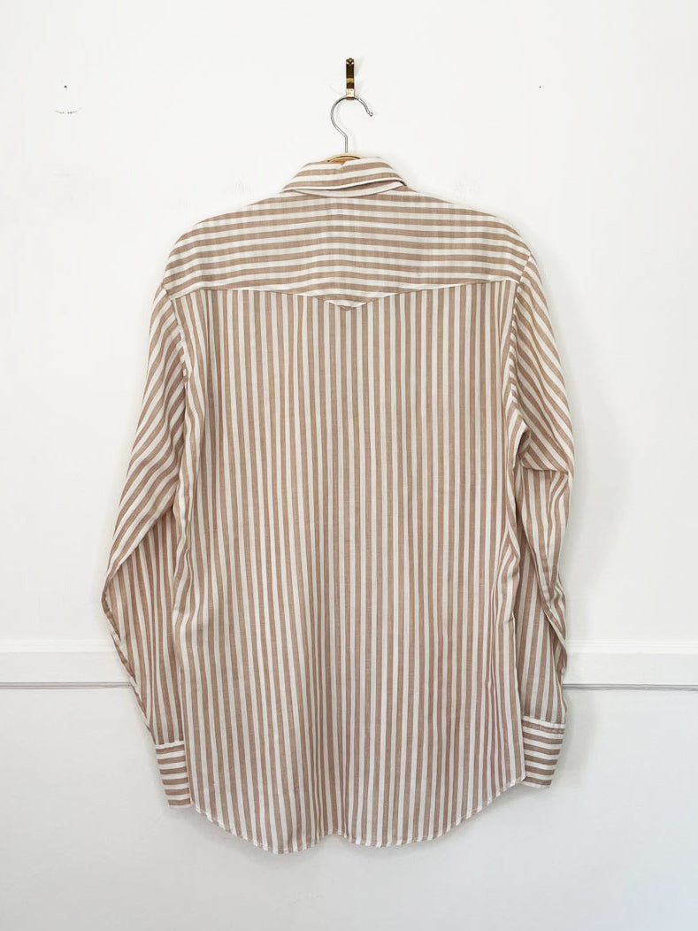 vintage 70s wrangler striped lightweight snap button western shirt | made in USA