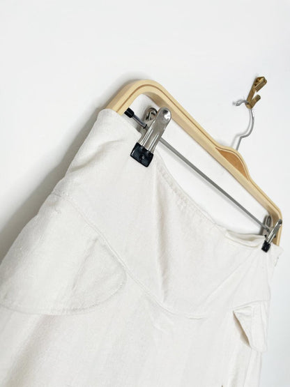 y2k cherokee linen - blend pleated knee - length skirt - good market thrift store