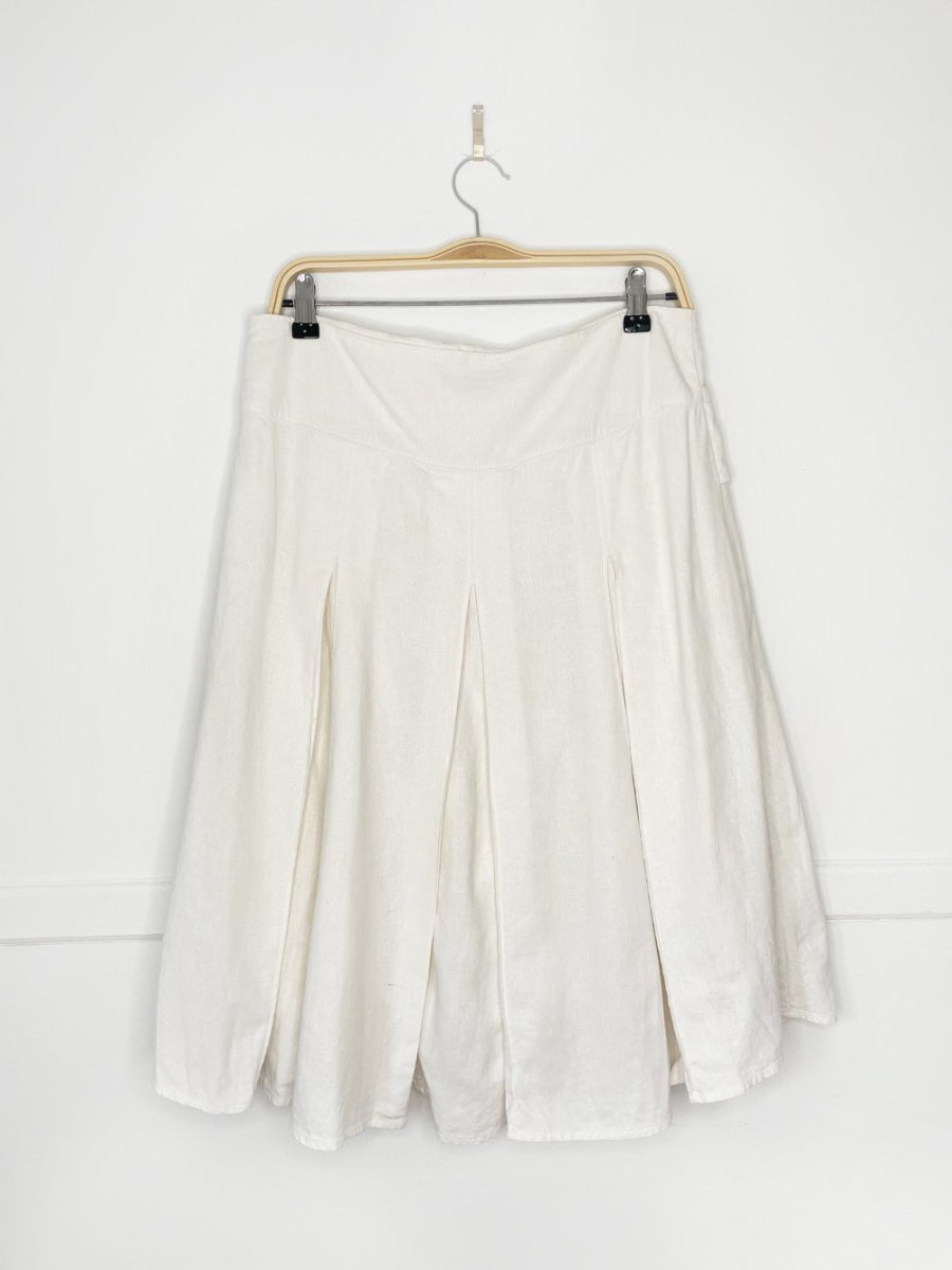 y2k cherokee linen - blend pleated knee - length skirt - good market thrift store