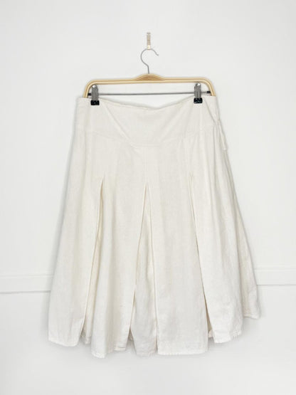y2k cherokee linen - blend pleated knee - length skirt - good market thrift store