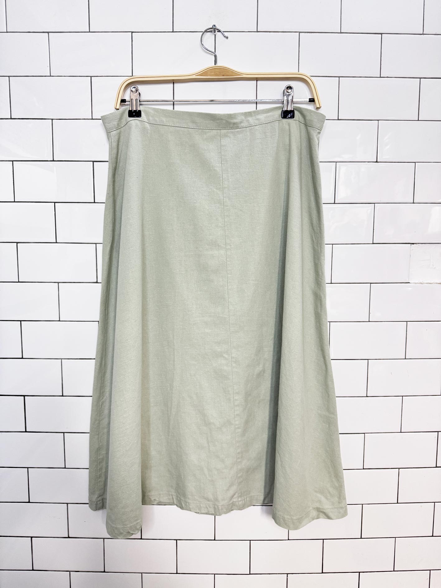 vintage 00s jessica linen-blend full button a-line midi skirt