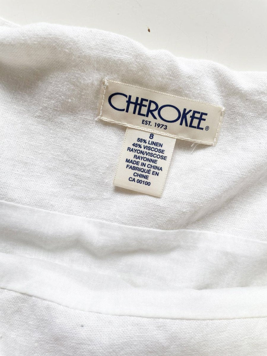 y2k cherokee linen - blend pleated knee - length skirt - good market thrift store