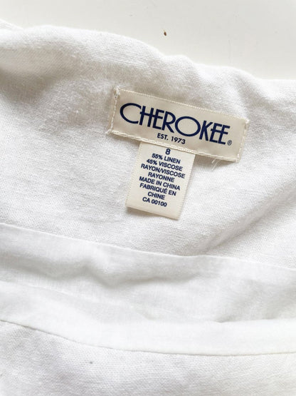 y2k cherokee linen - blend pleated knee - length skirt - good market thrift store
