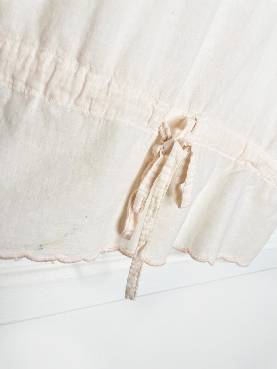 vintage 60s embroidered cotton drawstring waist top - good market thrift store