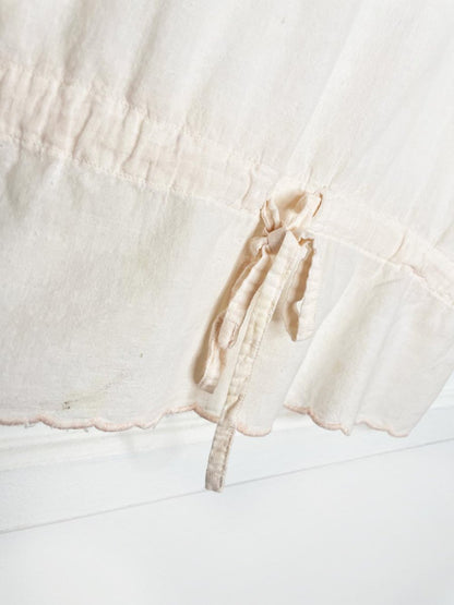 vintage 60s embroidered cotton drawstring waist top - good market thrift store