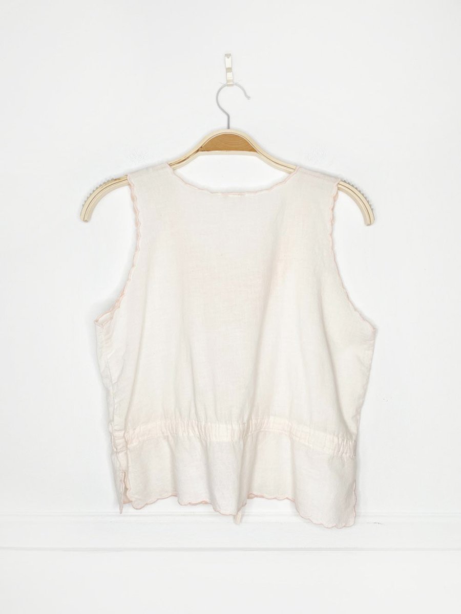 vintage 60s embroidered cotton drawstring waist top - good market thrift store