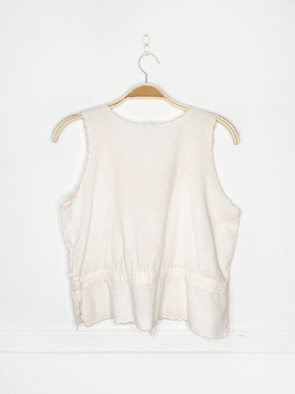 vintage 60s embroidered cotton drawstring waist top - good market thrift store