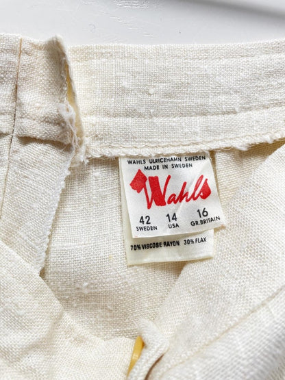 vintage 70s wahls raw linen - blend wide leg trouser | sweden - good market thrift store