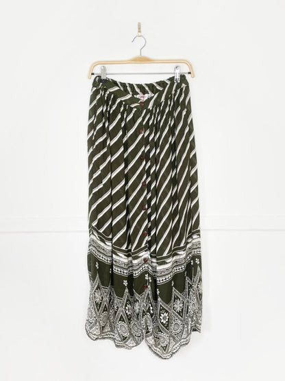 vintage 90s karan kollection lightweight full button midi skirt | made in India - good market thrift store