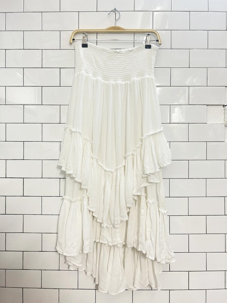 free people convertible smocked tiered midi dress - skirt - good market thrift store