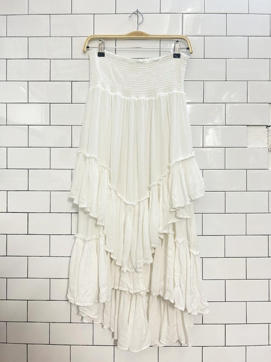 free people convertible smocked tiered midi dress - skirt - good market thrift store