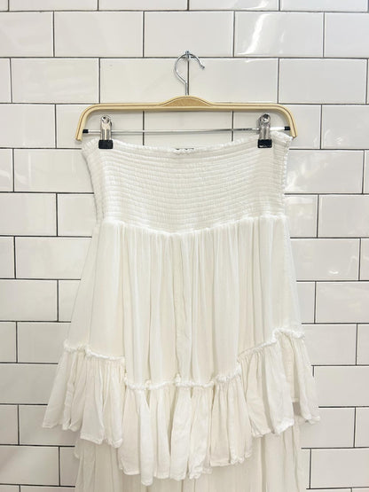 free people convertible smocked tiered midi dress - skirt - good market thrift store