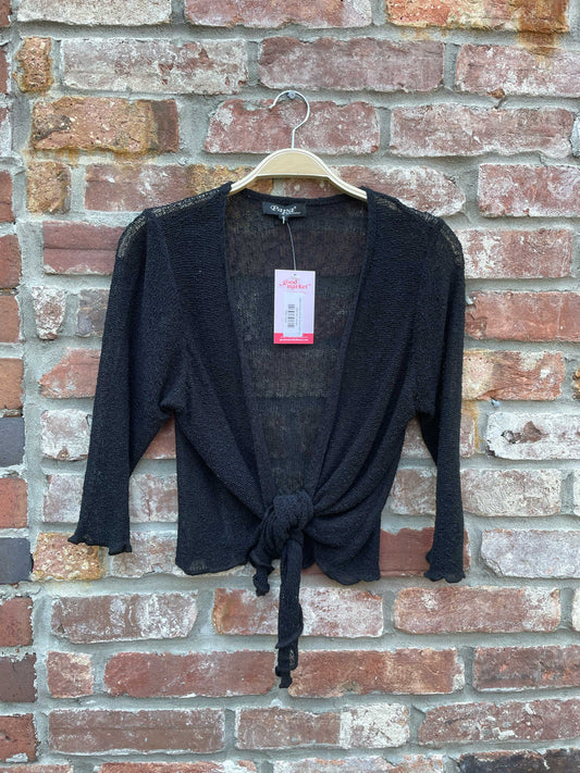 papa loose knit tie front cardi top