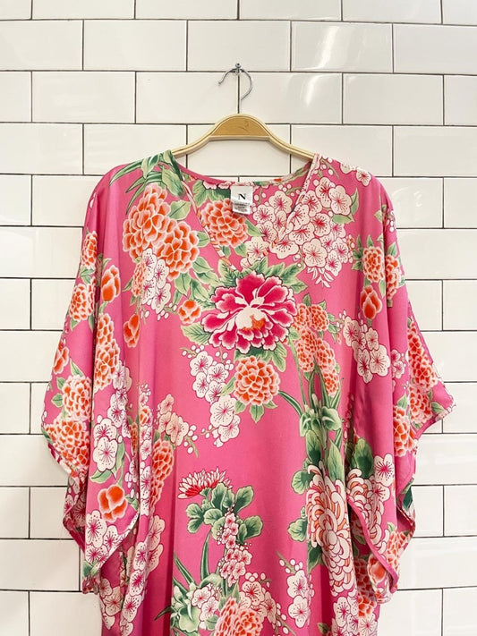 josie natori satin floral caftan - good market thrift store