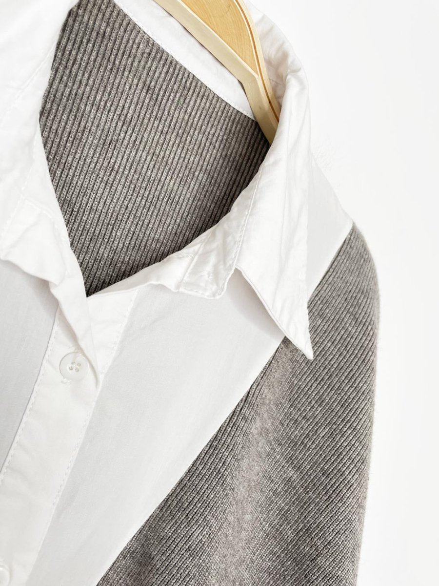 knit poplin combo oversized raglan shirt - good market thrift store