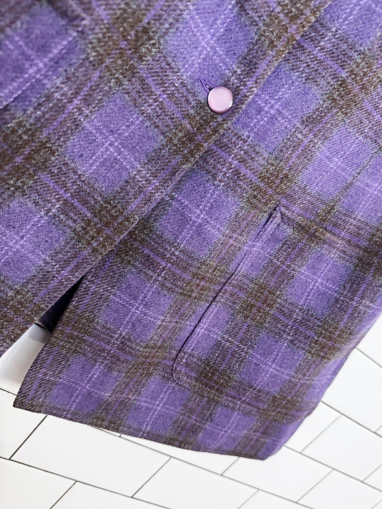 vintage 80s munro spun 100% wool tartan full button vest mini dress