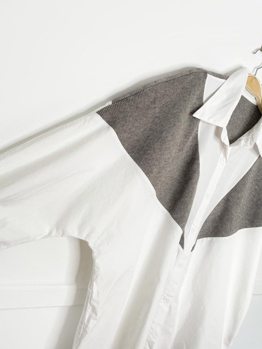 knit poplin combo oversized raglan shirt - good market thrift store