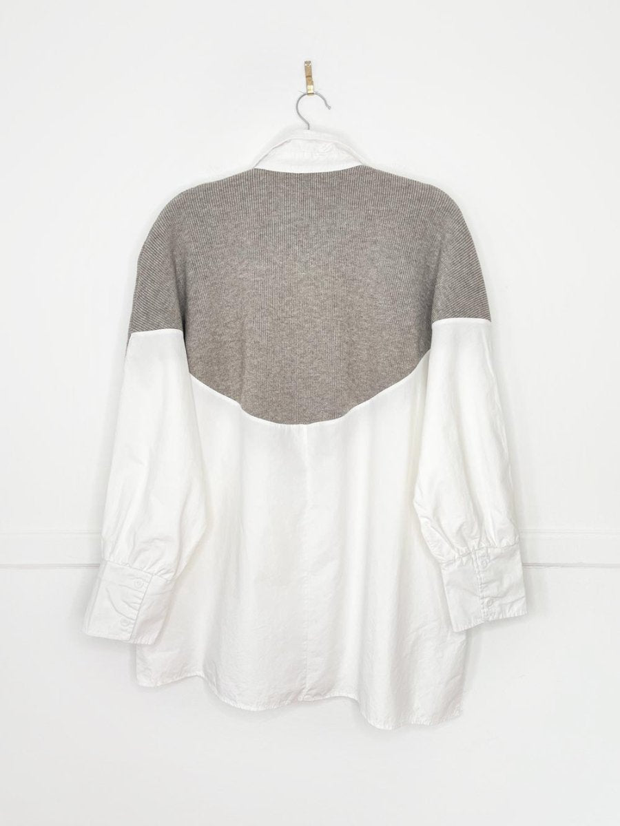 knit poplin combo oversized raglan shirt - good market thrift store