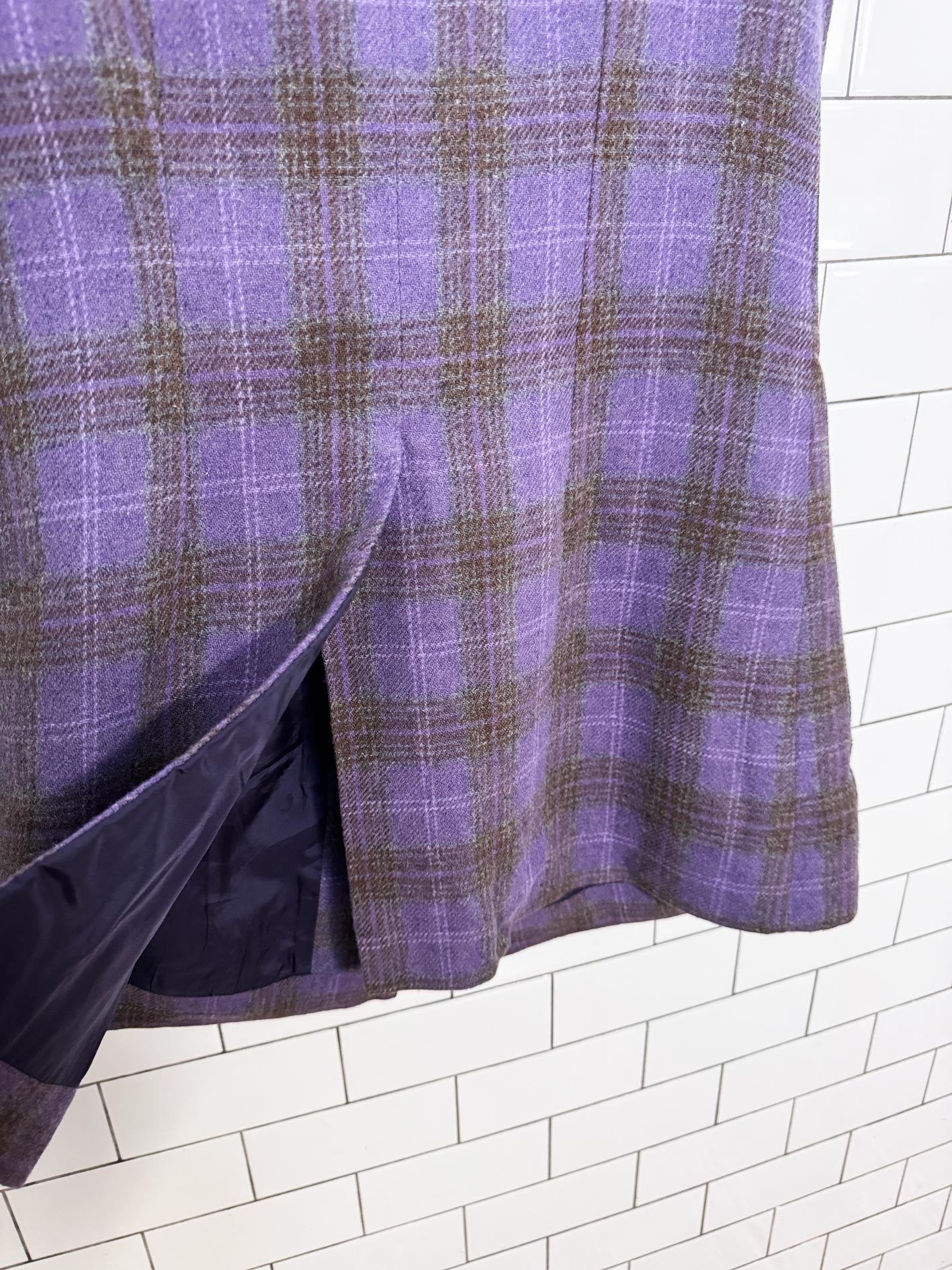 vintage 80s munro spun 100% wool tartan full button vest mini dress