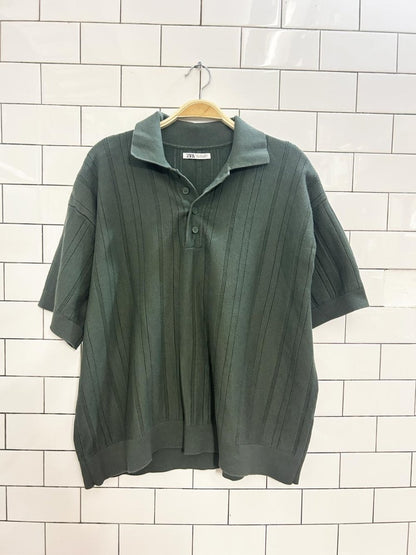 zara oversized knit short sleeve polo - good market thrift store