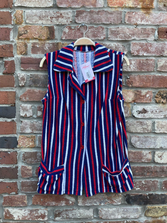 vintage striped terry beach cover up w bag