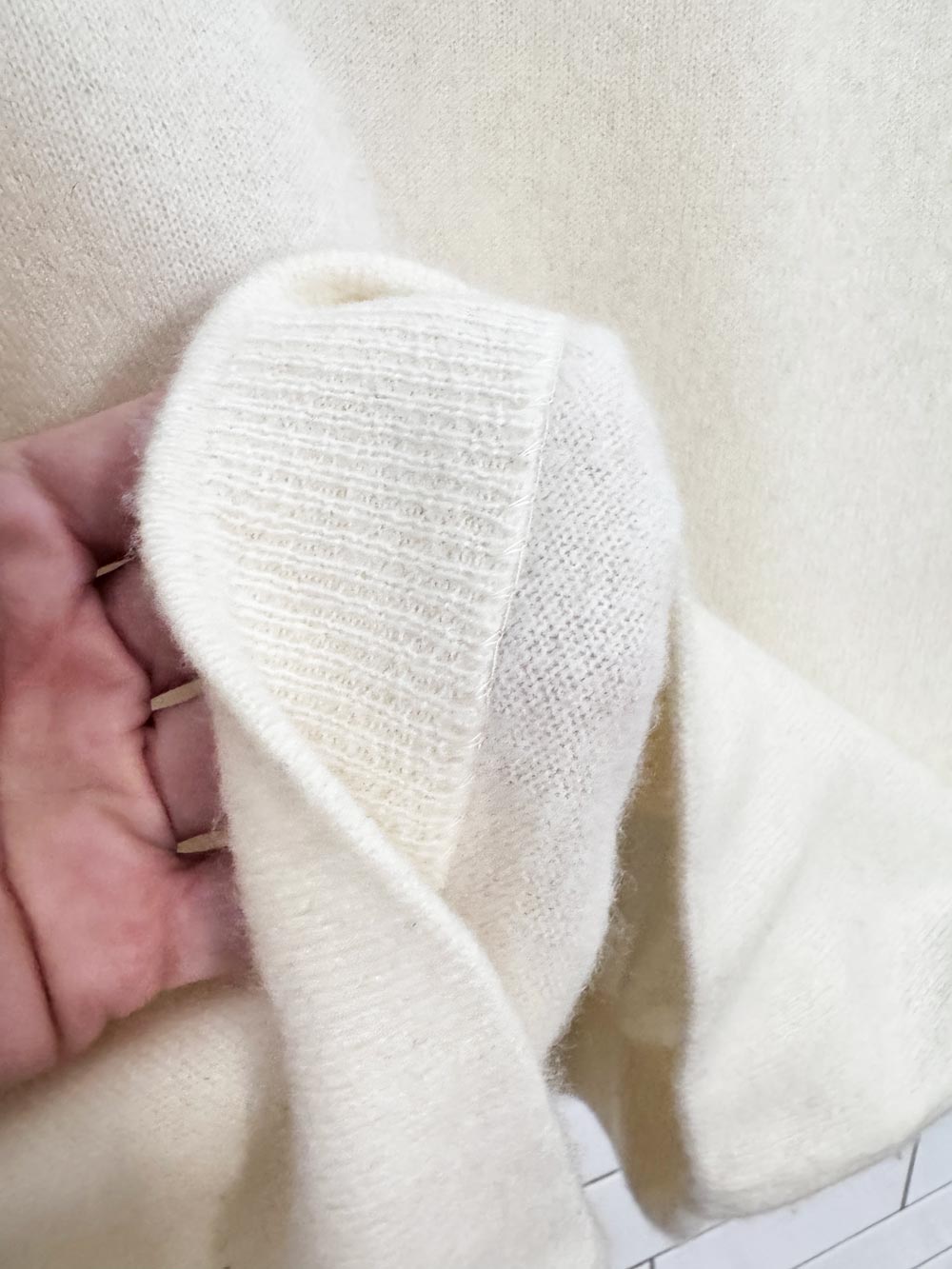vintage 60s cashmere flare sleeve contrast trim sweater | talon zipper