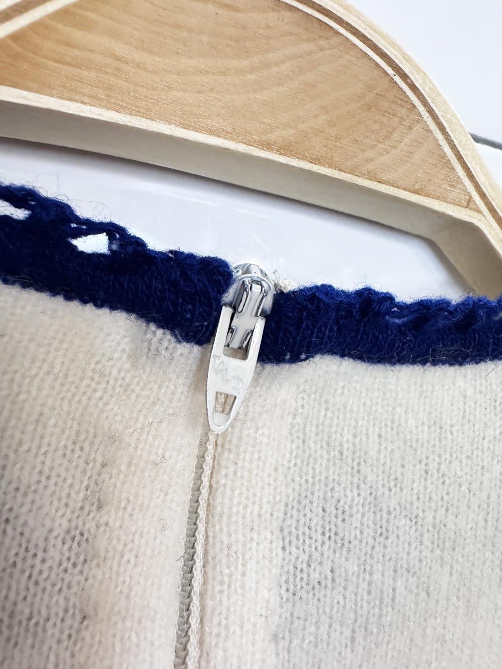 vintage 60s cashmere flare sleeve contrast trim sweater | talon zipper