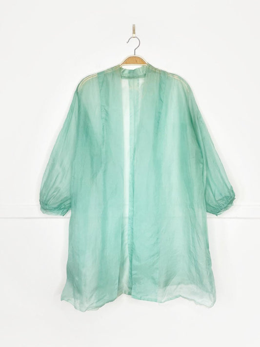 vintage 60s chiffon balloon sleeve housecoat - good market thrift store