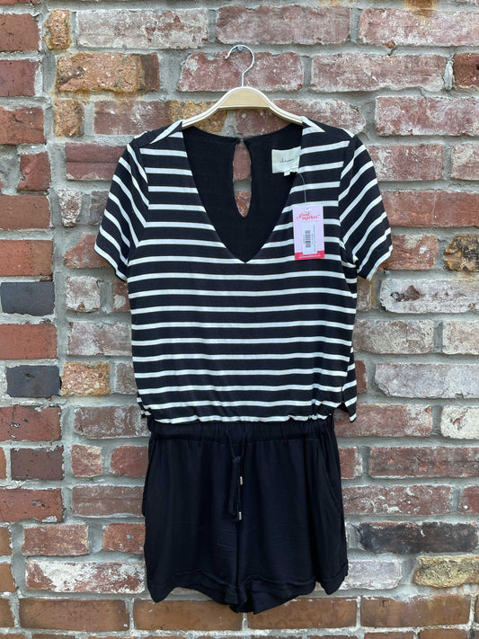 elevenses striped v-neck day romper