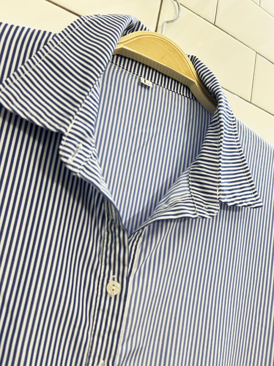 patchwork stripe midi shirt dress - good market thrift store