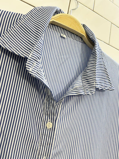 patchwork stripe midi shirt dress - good market thrift store