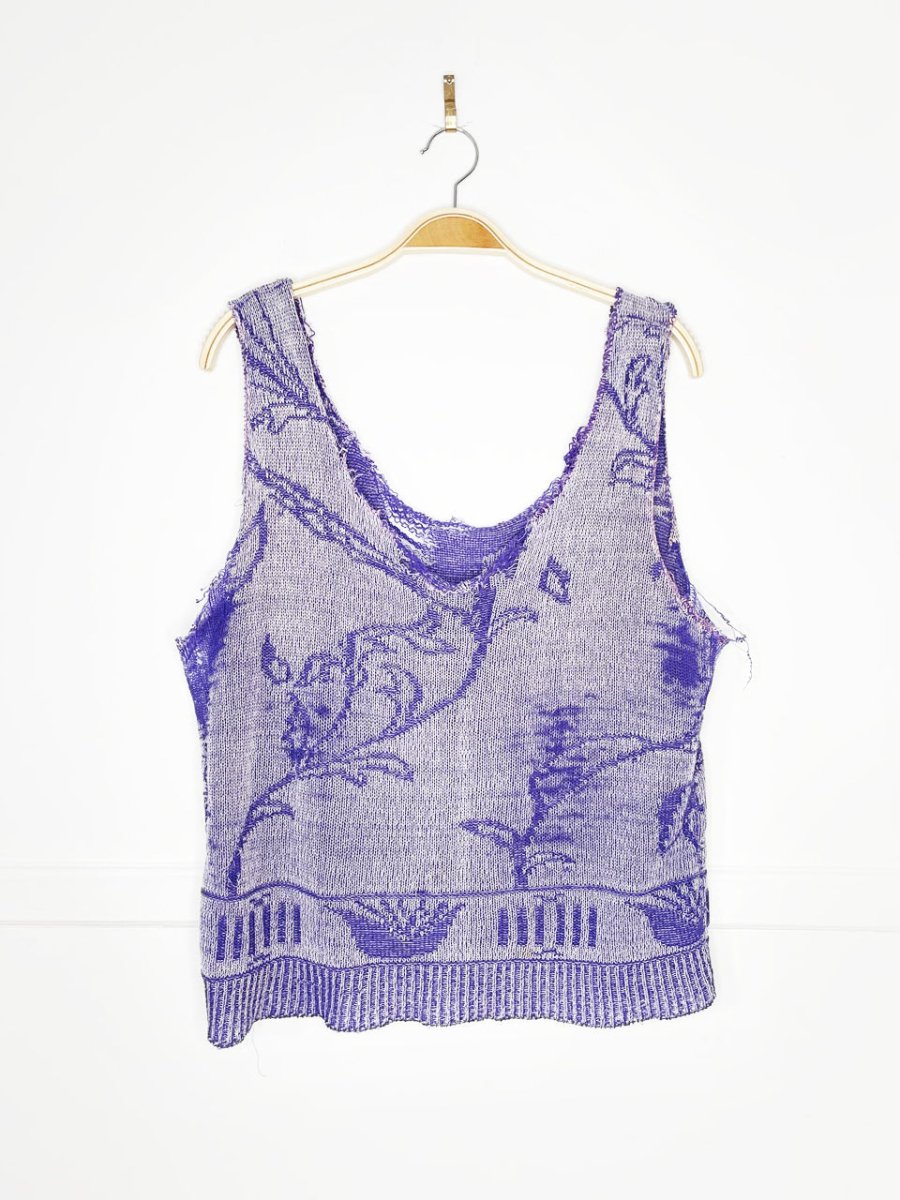 vintage distressed floral knit tank - good market thrift store