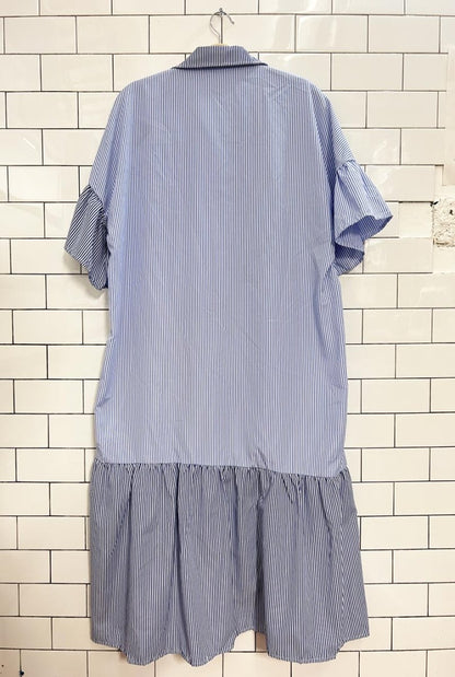 patchwork stripe midi shirt dress - good market thrift store