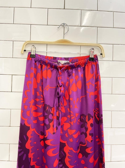 josie natori satin retro floral wide leg sleep set - good market thrift store