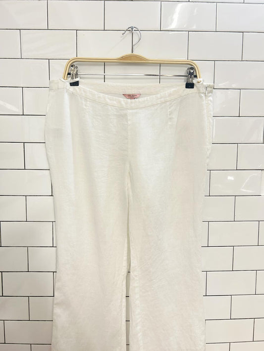 ted baker linen low rise flare slit hem pants - good market thrift store