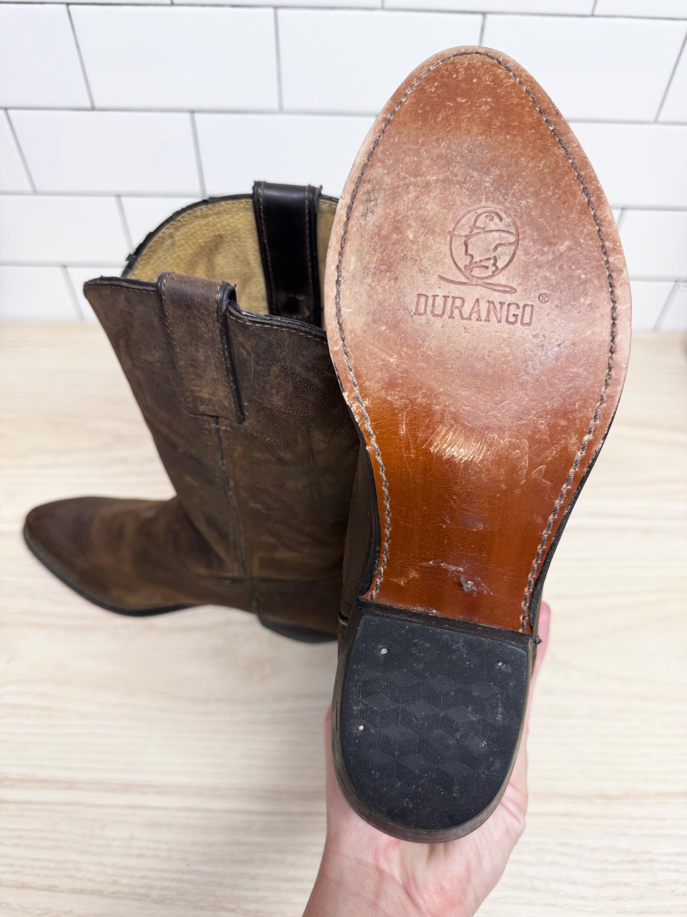 vintage durango leather western cowboy boots
