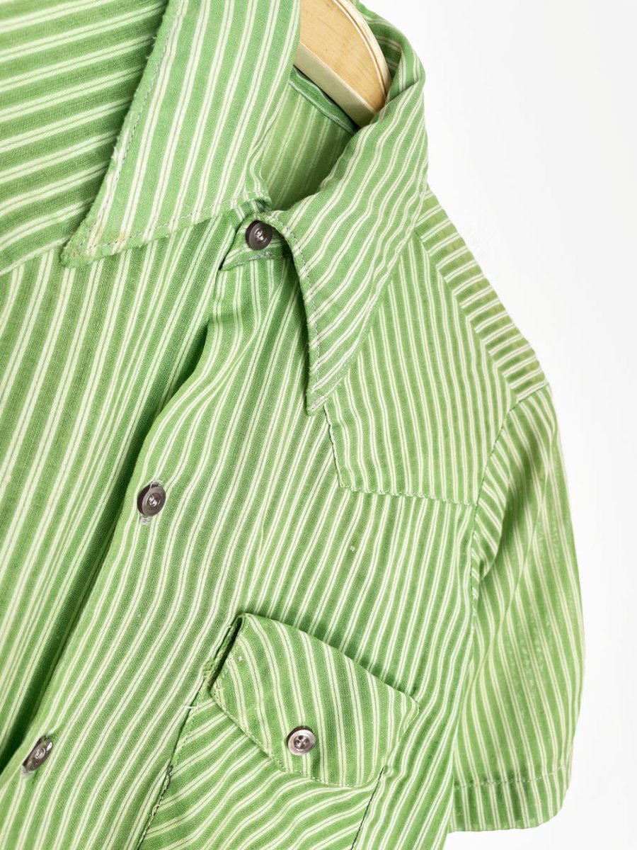 vintage 60s handmade semi - sheer stripe shirt - good market thrift store