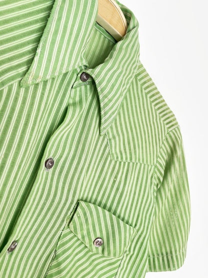 vintage 60s handmade semi - sheer stripe shirt - good market thrift store