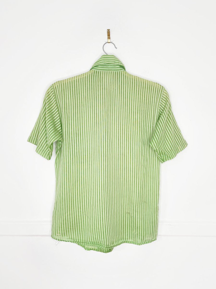 vintage 60s handmade semi - sheer stripe shirt - good market thrift store