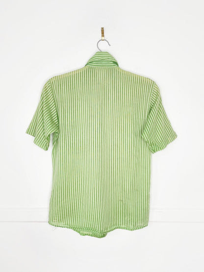 vintage 60s handmade semi - sheer stripe shirt - good market thrift store