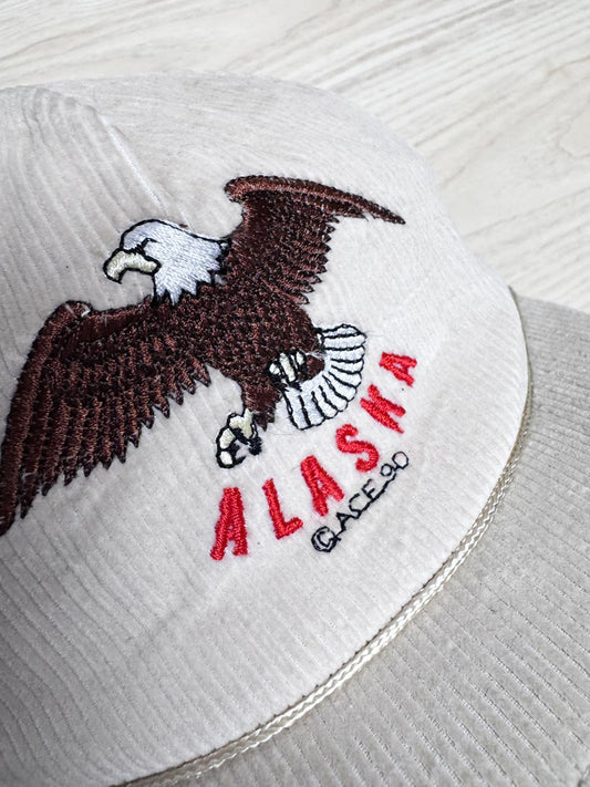 nwt vintage 90s ace alaska embroidered eagle chunky cord hat | deadstock