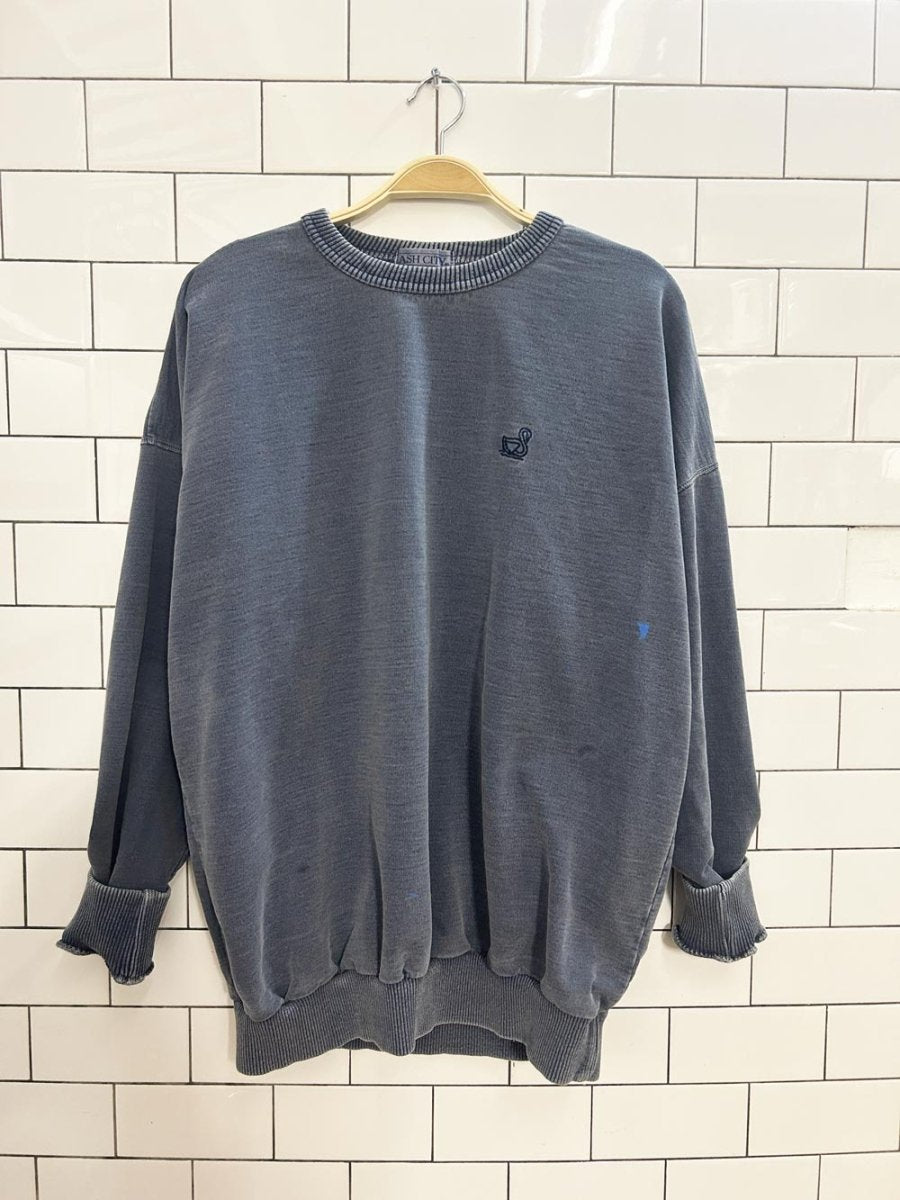 vintage 90s ash city oversized faded cottage crew - good market thrift store