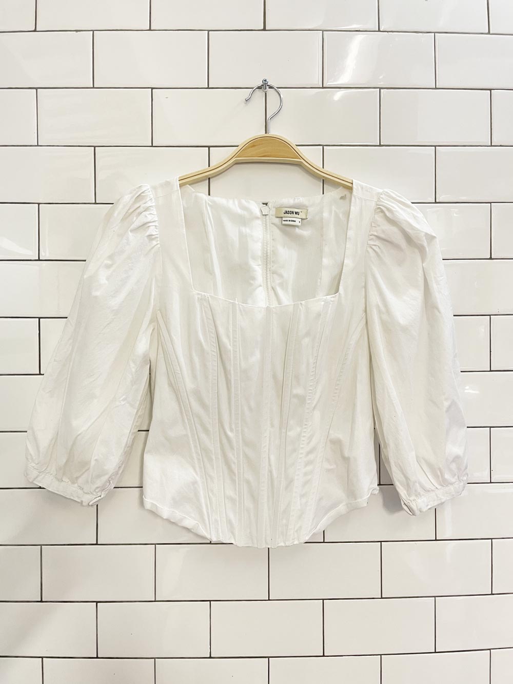 jason wu puff sleeve corset top - good market thrift store