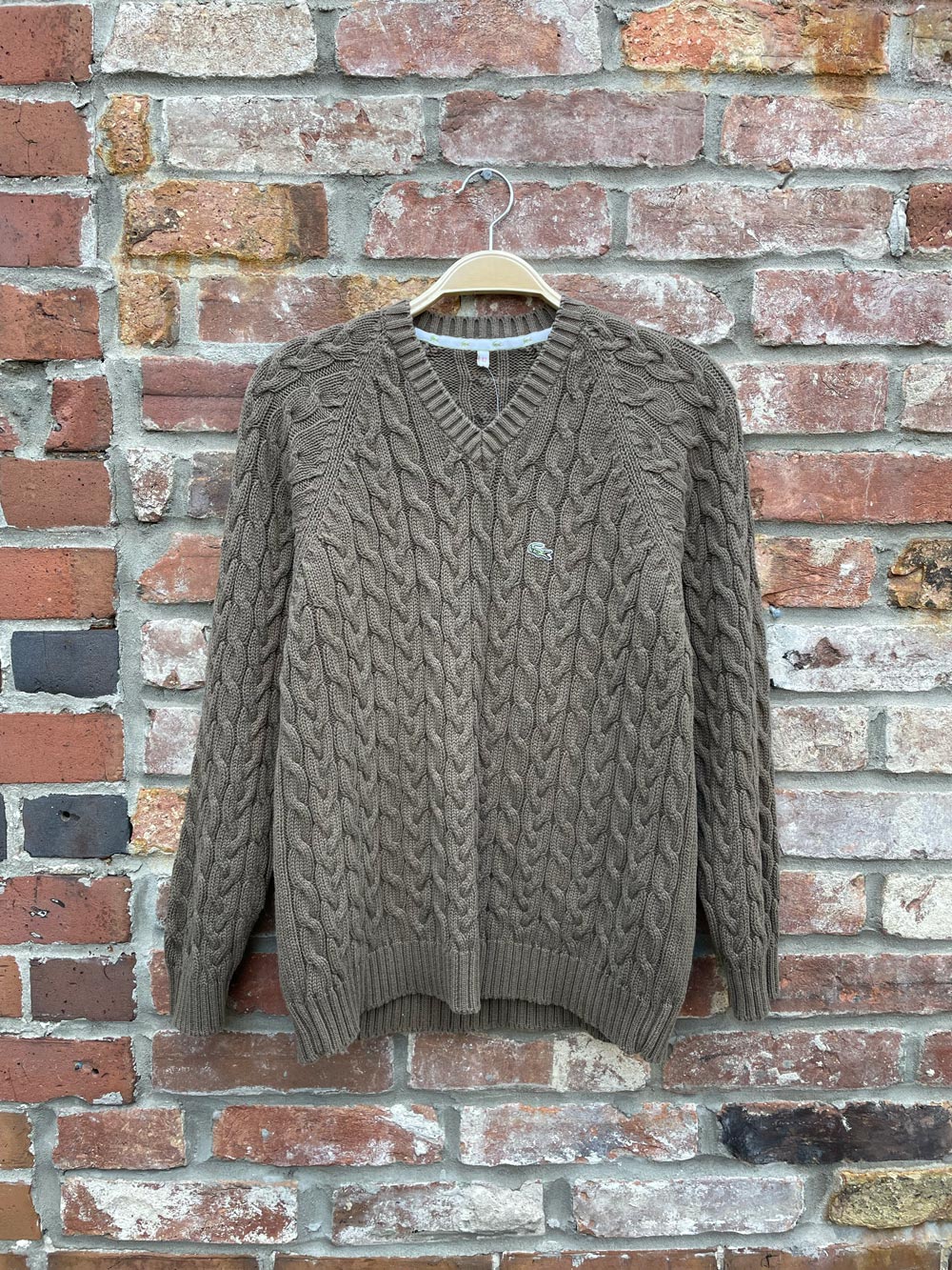 vintage lacoste devanlay cable knit sweater