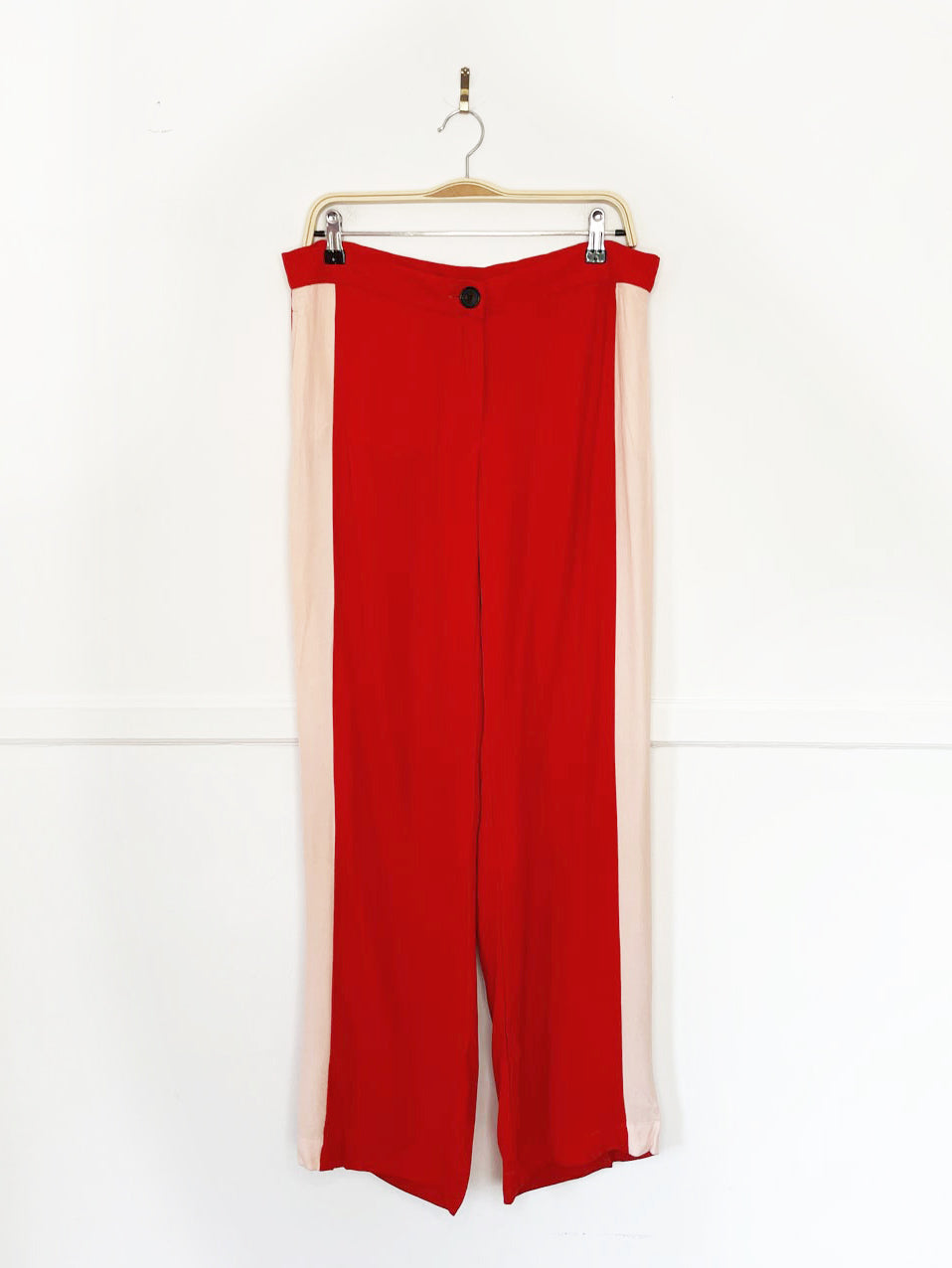 just in case wide leg side stripe flowy pants
