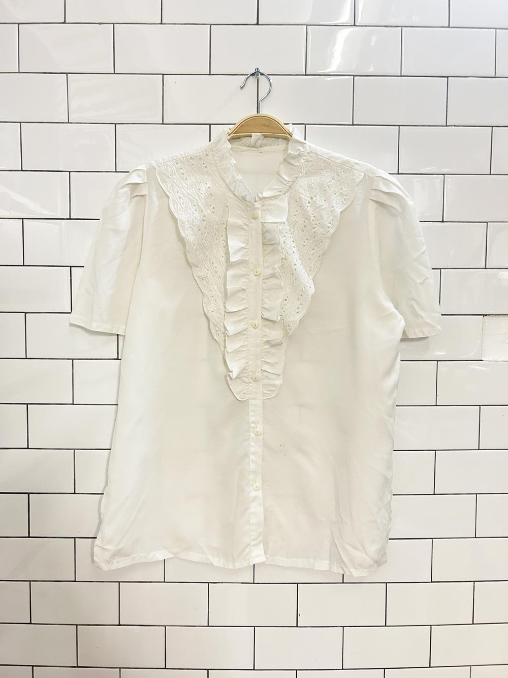 vintage embroidered ruffle blouse - good market thrift store